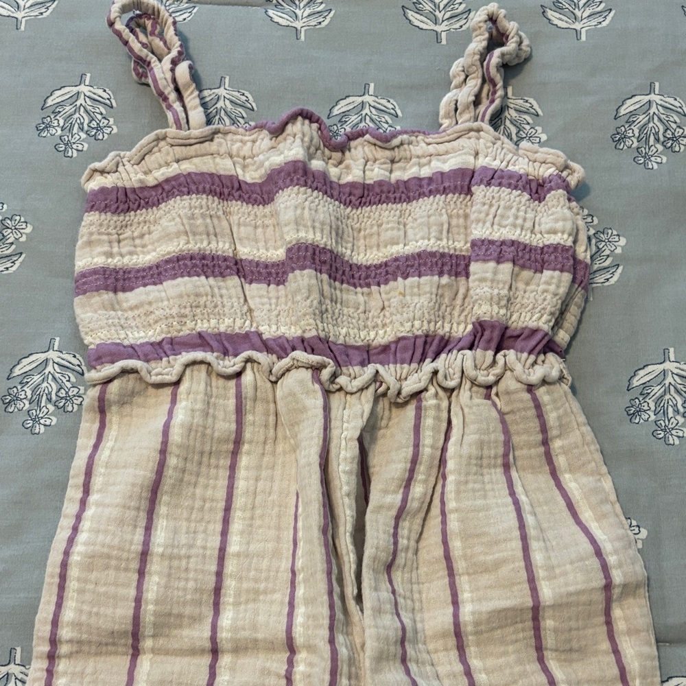 Zara Kids Striped Romper in Cream and Purple